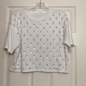 Jcrew Jersey Sequin Cropped T Shirt Size Small